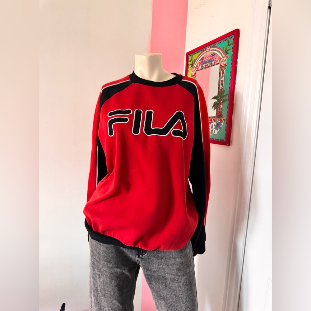 Red And Black Fila Crewneck